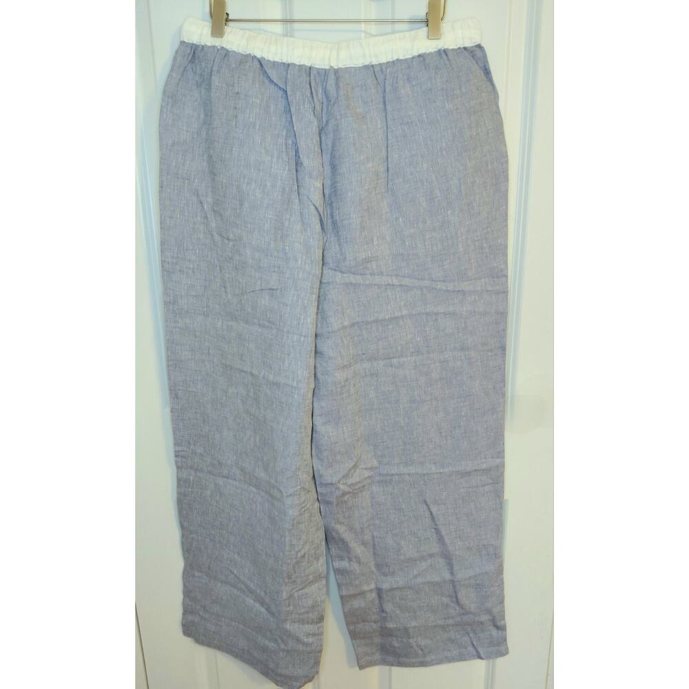 LINTICO NWT Light Blue 100% Europ Linen Wide Leg Drawstring Pants Size XL Luxury - Picture 10 of 15